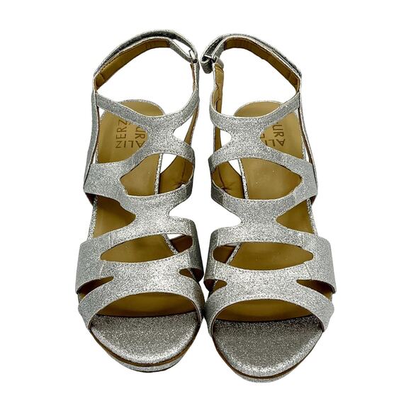 Naturalizer Dianna Strappy Heeled Sandal in Silver Glitter Size 10M - Picture 3 of 10